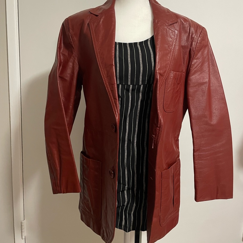Red genuine Argentinian leather jacket by Jean Pierre